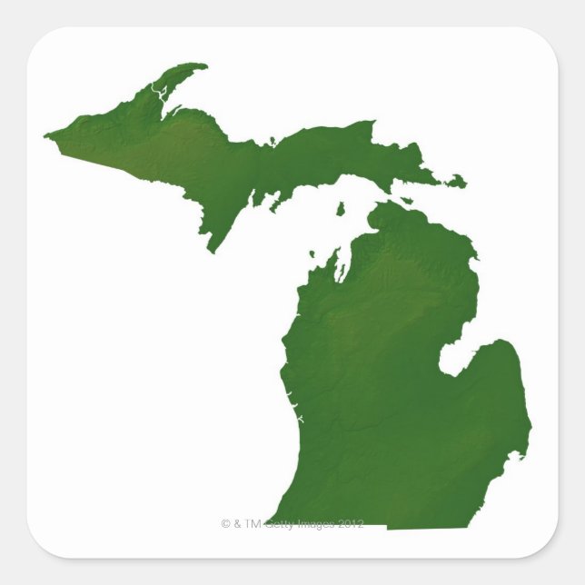 Sticker Carré Carte du Michigan (Devant)