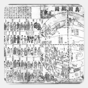 Sticker Carré Carte du monde, 1671