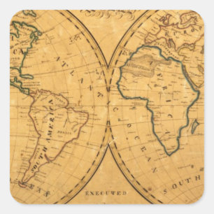 Sticker Carré Carte du monde 5