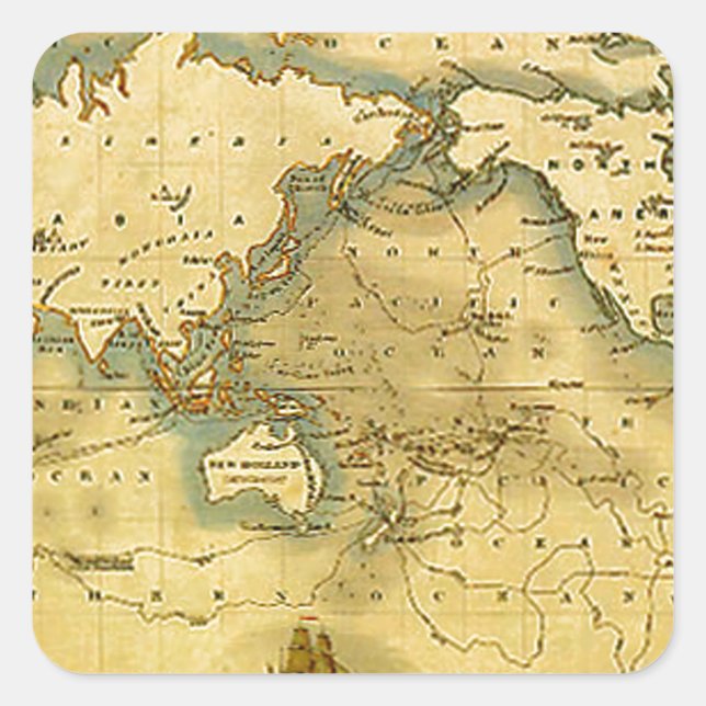 Sticker Carré Carte du monde antique (Devant)