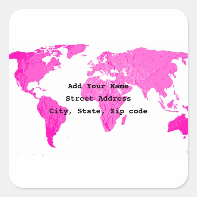 Sticker Carré Carte du monde Voyageur Abstrait rose violet d'art (Devant)