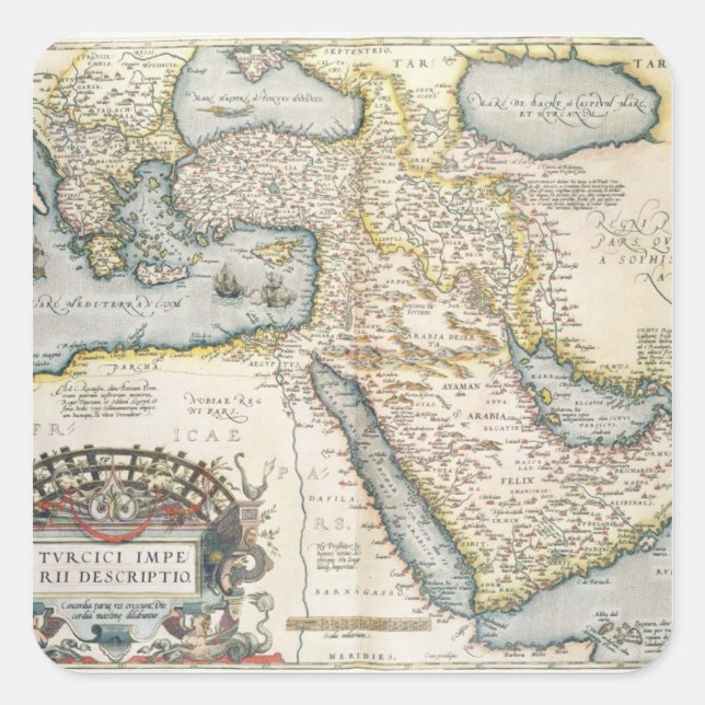 Sticker Carré Carte du Moyen-Orient (Devant)