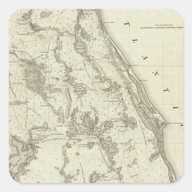 Sticker Carré Carte Du Siège De Guerre En Floride (Devant)
