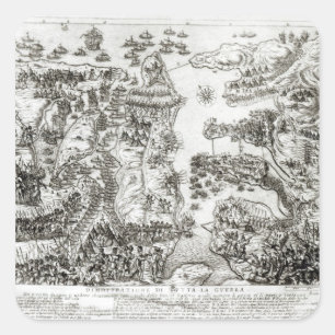 Sticker Carré Carte du siège de Malte en 1565