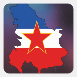 Sticker Carré Carte fraîche de drapeau de la Yougoslavie
