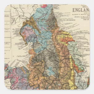 Sticker Carré Carte géologique Angleterre, Pays de Galles