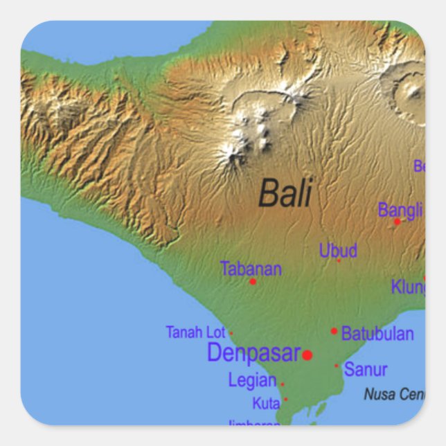 Sticker Carré Carte Holliday Bali (Devant)