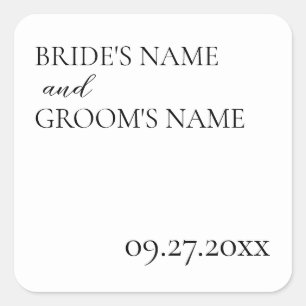 Sticker Carré Carte minimaliste moderne simple Mariage