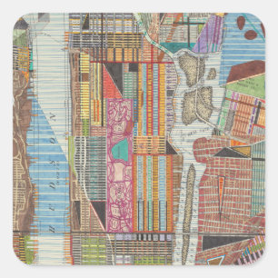 Sticker Carré Carte moderne de New York III