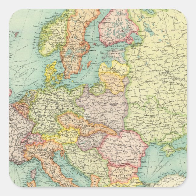 Sticker Carré Carte politique de l'Europe (Devant)
