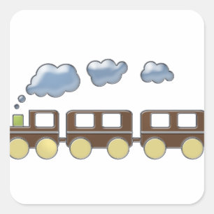 Sticker Carré Carte postale du train Choo Choo