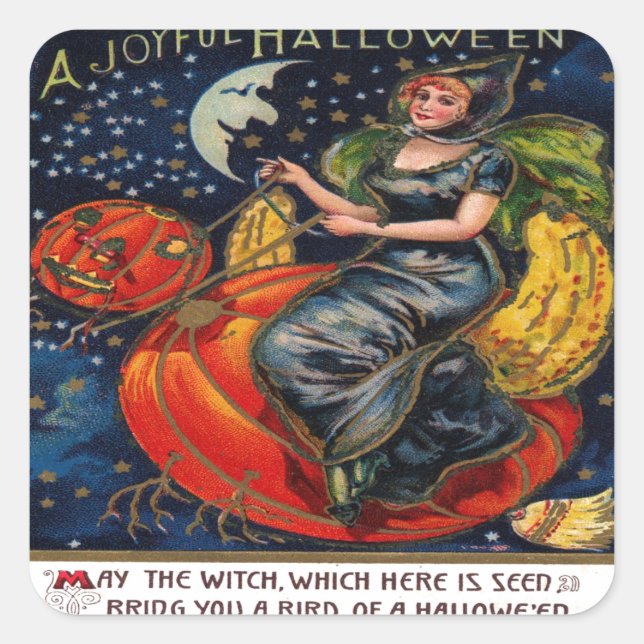 Sticker Carré Carte postale Halloween vintage (Devant)