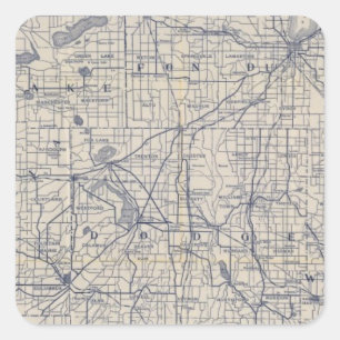Sticker Carré Carte routière de Vélo du Wisconsin 4