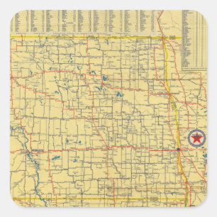 Sticker Carré Carte routière N & S Dakota