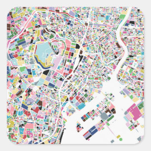 Sticker Carré Carte Tokyo Japon