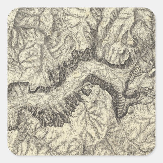 Sticker Carré Carte topographique de la vallée de Yosemite (Devant)