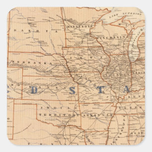 Sticker Carré Carte topographique des États-Unis
