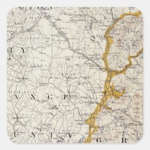 Sticker Carré Carte topographique et glaciaire du New Hampshire 