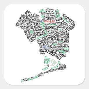 Sticker Carré Cartes cartographiques de Queens NY