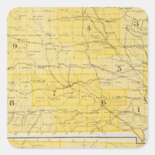 Sticker Carré Cartes de l'État de l'Iowa
