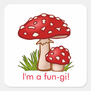 Sticker Carré Cartographie de champignon rouge