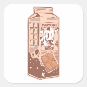 Sticker Carré Carton de lait aromatisé au chocolat