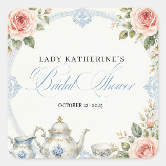 Sticker Carré Carton d'invitation de douche de mariée Bridgerton