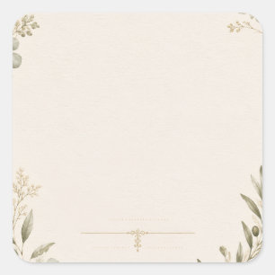 Sticker Carré Carton d'invitation de mariage de luxe – Ivoire mi