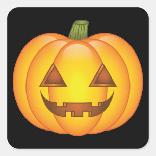 Sticker Carré Carton mignon Halloween Jack O’Lantern Citrouille