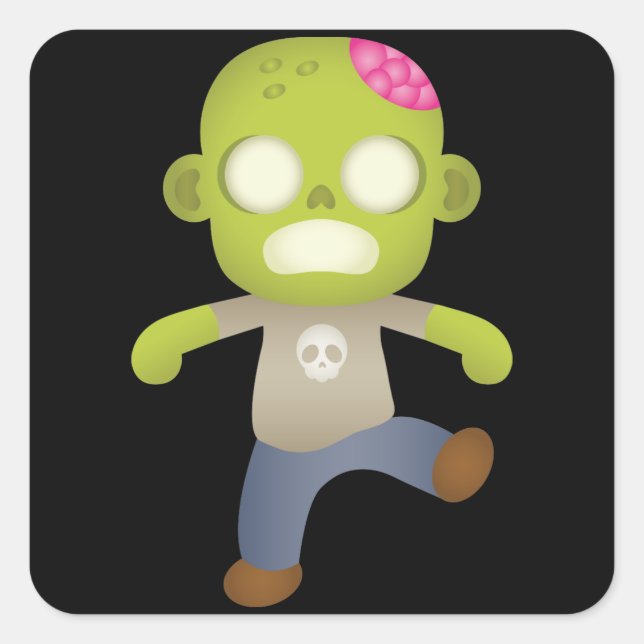 Sticker Carré Carton mignon Zombie (Devant)