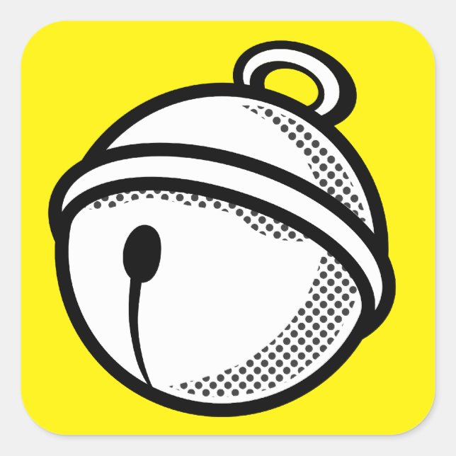 Sticker Carré Carton noir blanc Chat Bell Vector Pop Art (Devant)