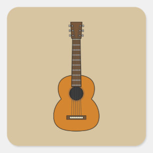 Sticker Carré Carton simple de guitare acoustique