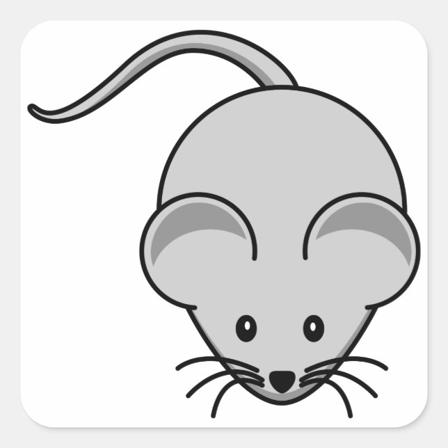 Sticker Carré Carton souris gris (Devant)
