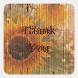 Sticker Carré cartons rustiques pays mariage de tournesol