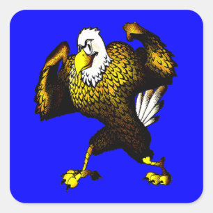 Sticker Carré Cartoon Combattre l'aigle