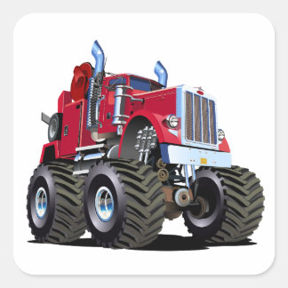 Sticker Carré Cartoon Monster tow truck