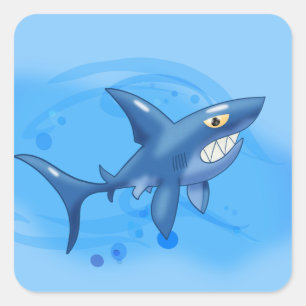 Sticker Carré Cartoon Shark