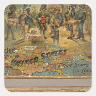Sticker Carré Case Carte séparée, États-Unis