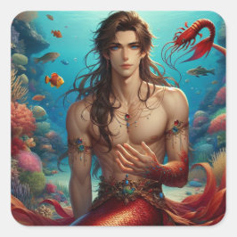 Sticker Carré Caspian - Merman - Collection d'oeuvres de la séri