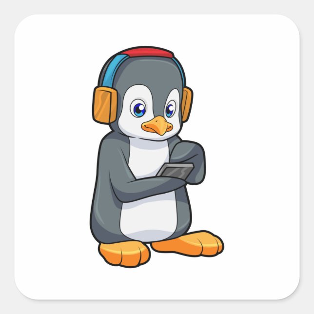 Sticker Carré Casque de musique Penguin (Devant)