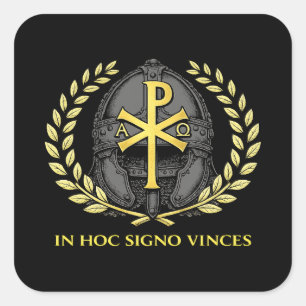 Sticker Carré Casque Romain Chi-Rho « In Hoc Signo Vinces »