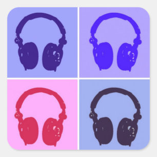 Sticker Carré Casques Pop Art