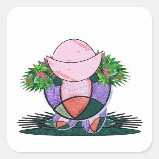 Sticker Carré Casquette aux poils de fleurs sauvages.