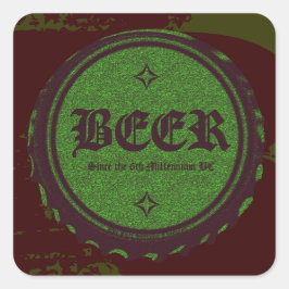 Sticker Carré Casquette de bouteille de bière vert