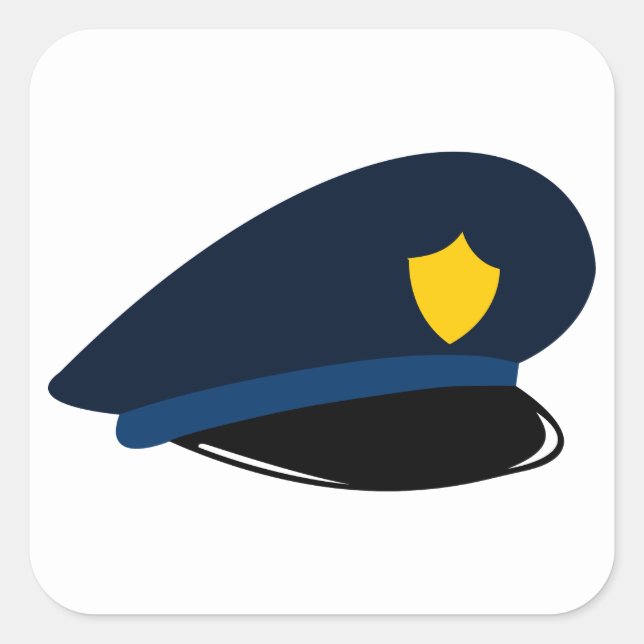 Sticker Carré Casquette de police (Devant)