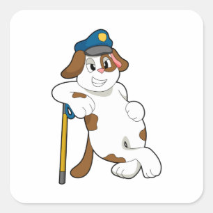 Sticker Carré Casquette de police de chien