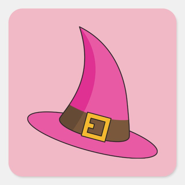 Sticker Carré Casquette de sorcière rose (Devant)