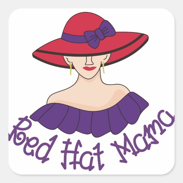 Sticker Carré Casquette rouge Mama (Devant)