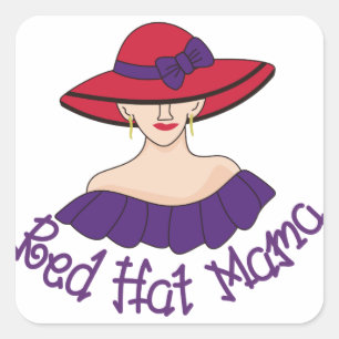 Sticker Carré Casquette rouge Mama