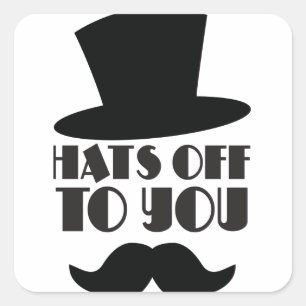 Sticker Carré CASQUETTES à vous ! avec chapeau Top et moustache